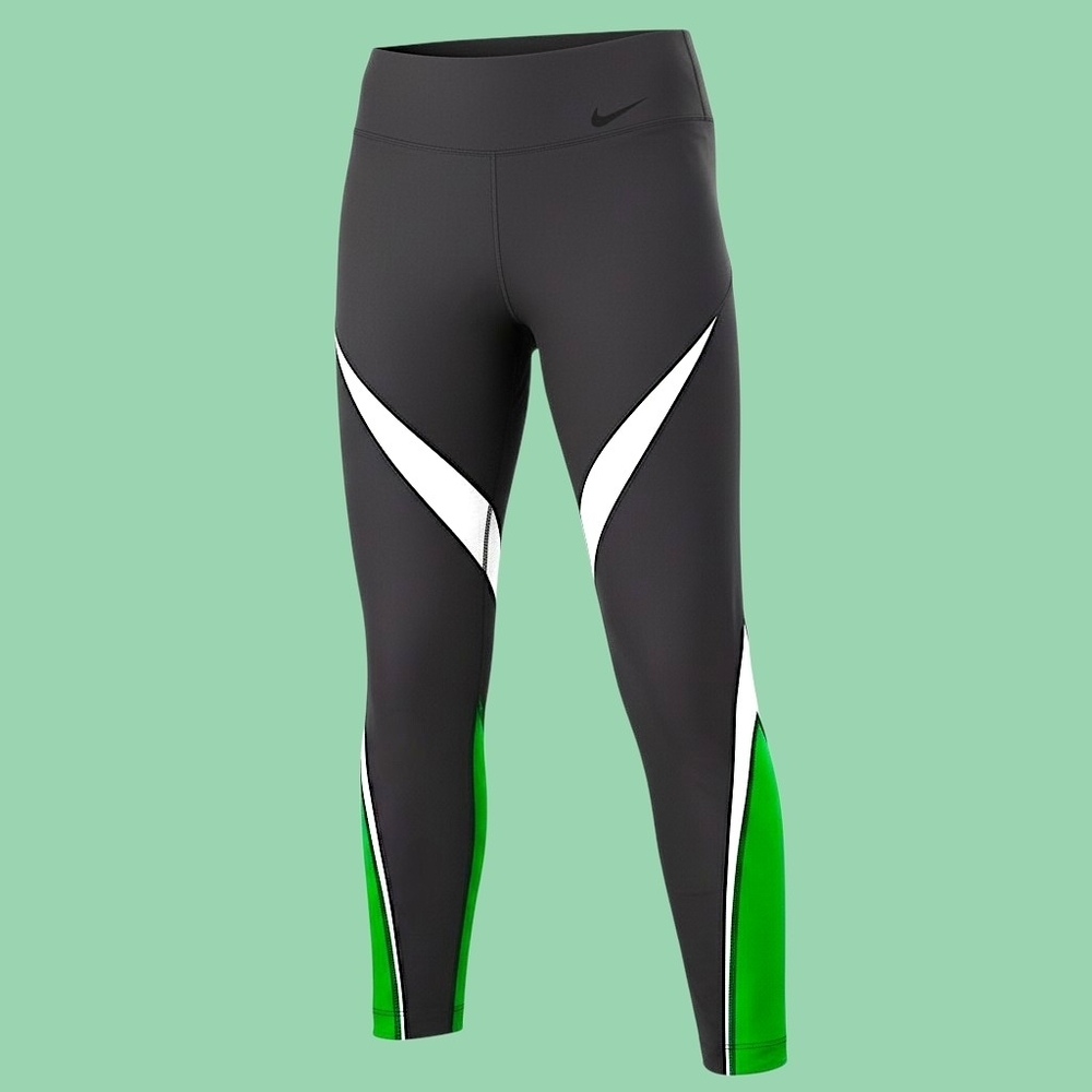 Nike Women's Gray & Green Performance Leggings